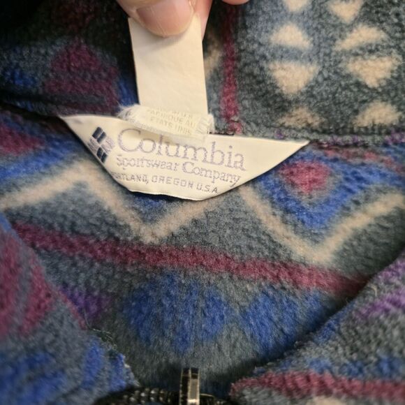 Vintage Columbia Jacket Mens XL Fleece Abstract Aztec Full Zip Made in USA - Picture 7 of 14